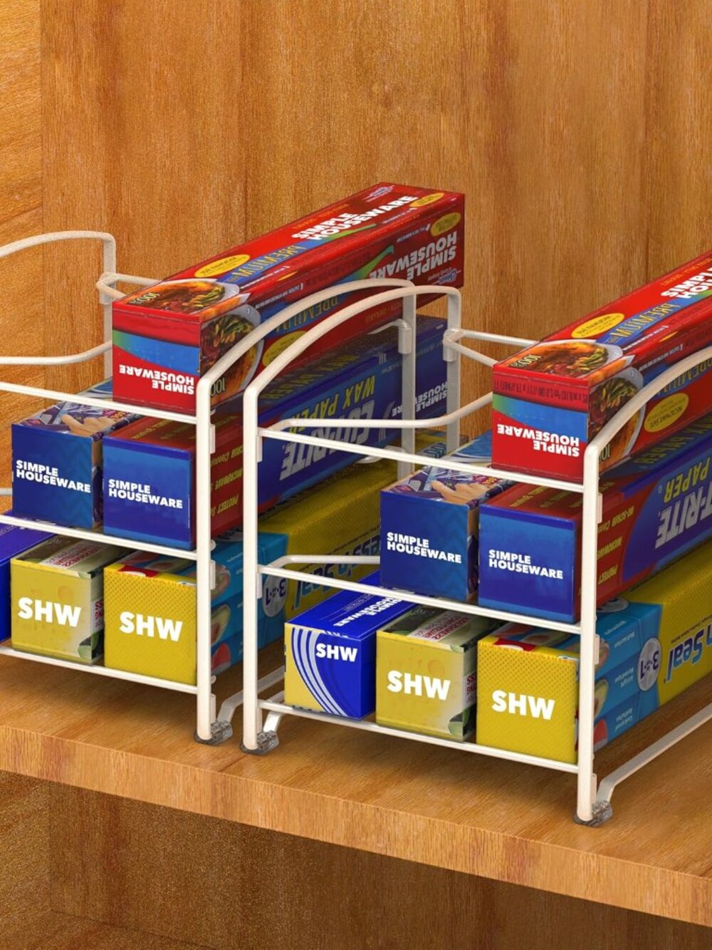 Kitchen Wrap Organizer Rack, White - Picture 3 of 4